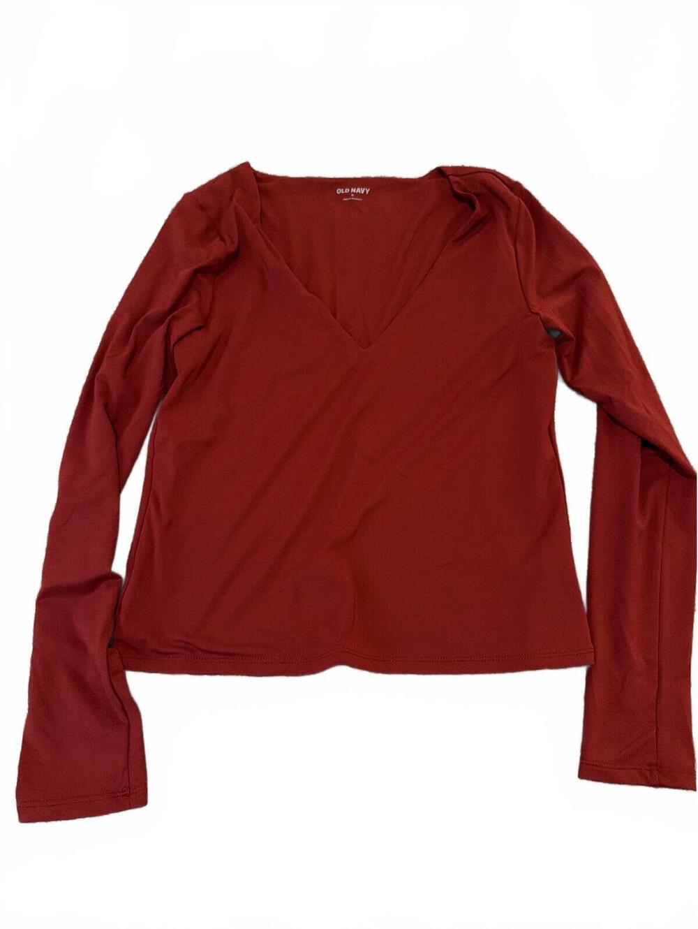 Old Navy Womens Red Long Sleeve Top M - Stylish Comfortable Fit